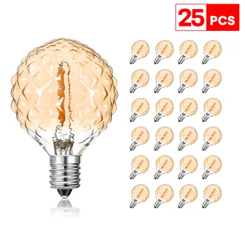 25шт G40 Ананасовая Светодиодная Лампа E12 220V 1W Retrol Edison Светодиодные Лампочки для Подвесных Светильников Уличная Гирлянда Замена Ламп