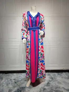 Женское Мусульманское Модное платье из двух частей на Ближнем Востоке 2023, Марокканское платье из Крафтана с принтом 