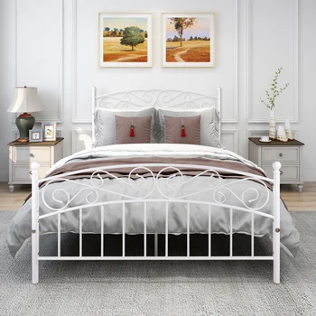 Новый металлический каркас кровати размера Queen Size 2022 Платформа Матрас Основа с изголовьем и изножьем для мебели для спальни